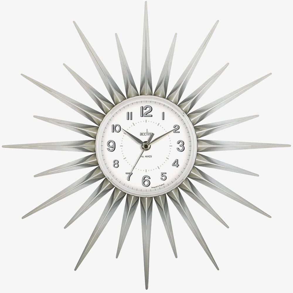 Acctim Stella Silver Chrome Starburst Wall Clock 21767