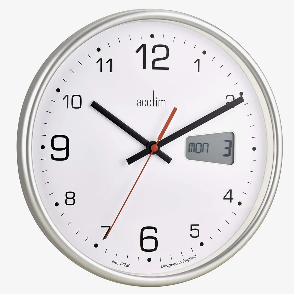 Acctim Kalendar Digital Date White Classic Clock 22367