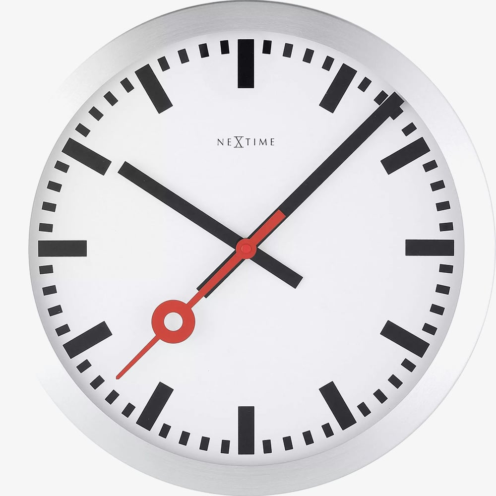Nextime Station White Aluminium Round Wall Clock NT120