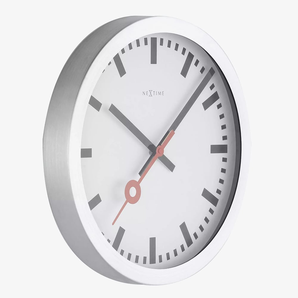 Nextime Station White Aluminium Round Wall Clock NT120