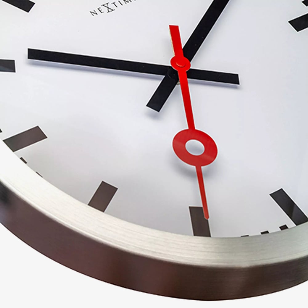 Nextime Station White Aluminium Round Wall Clock NT120