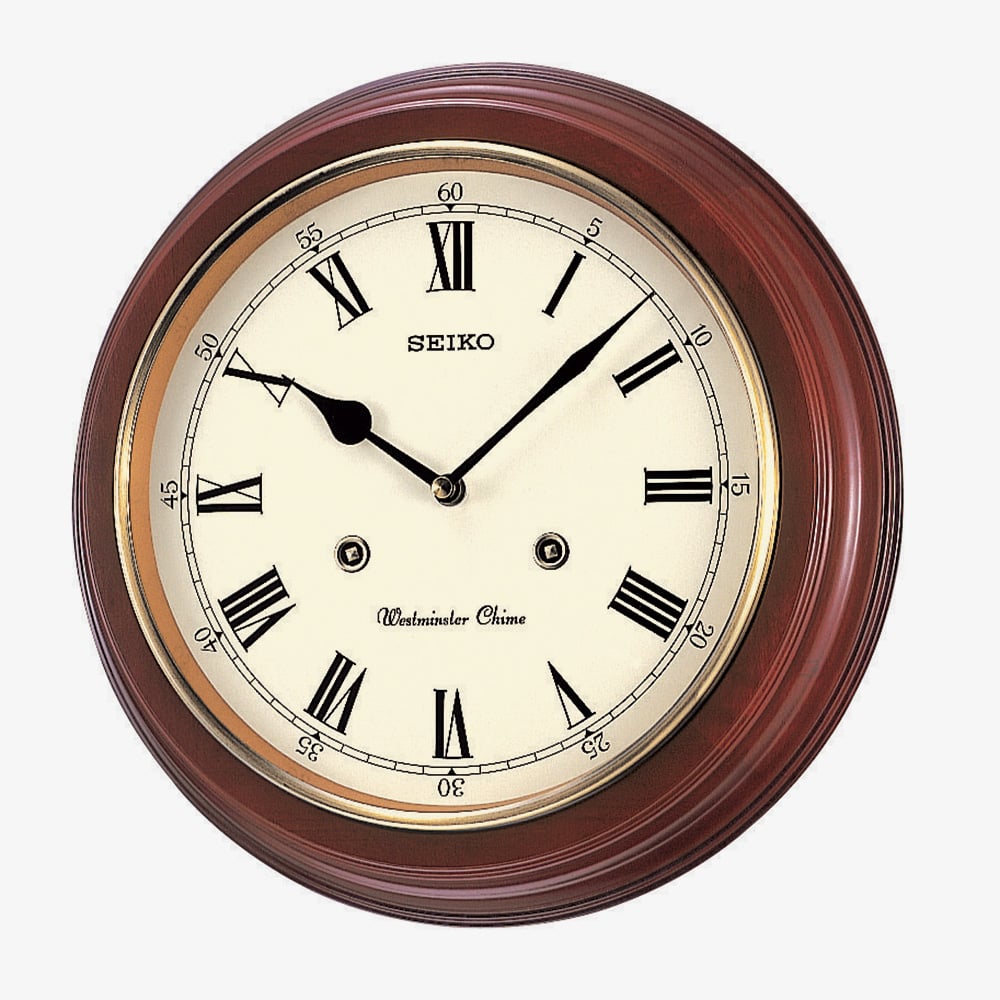 Seiko Cream Dial Brown Wooden Wall Clock QXH202B