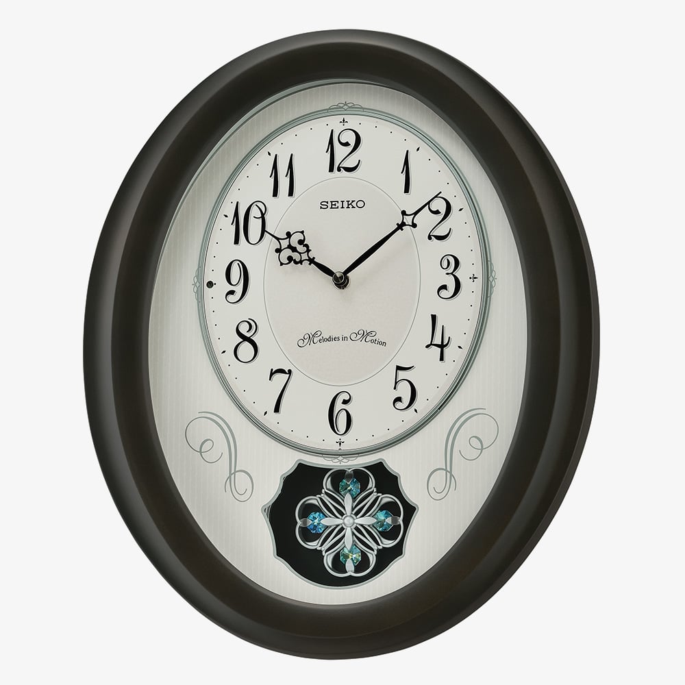 Seiko Melodies In Motion Oval Wooden Clock QXM606N