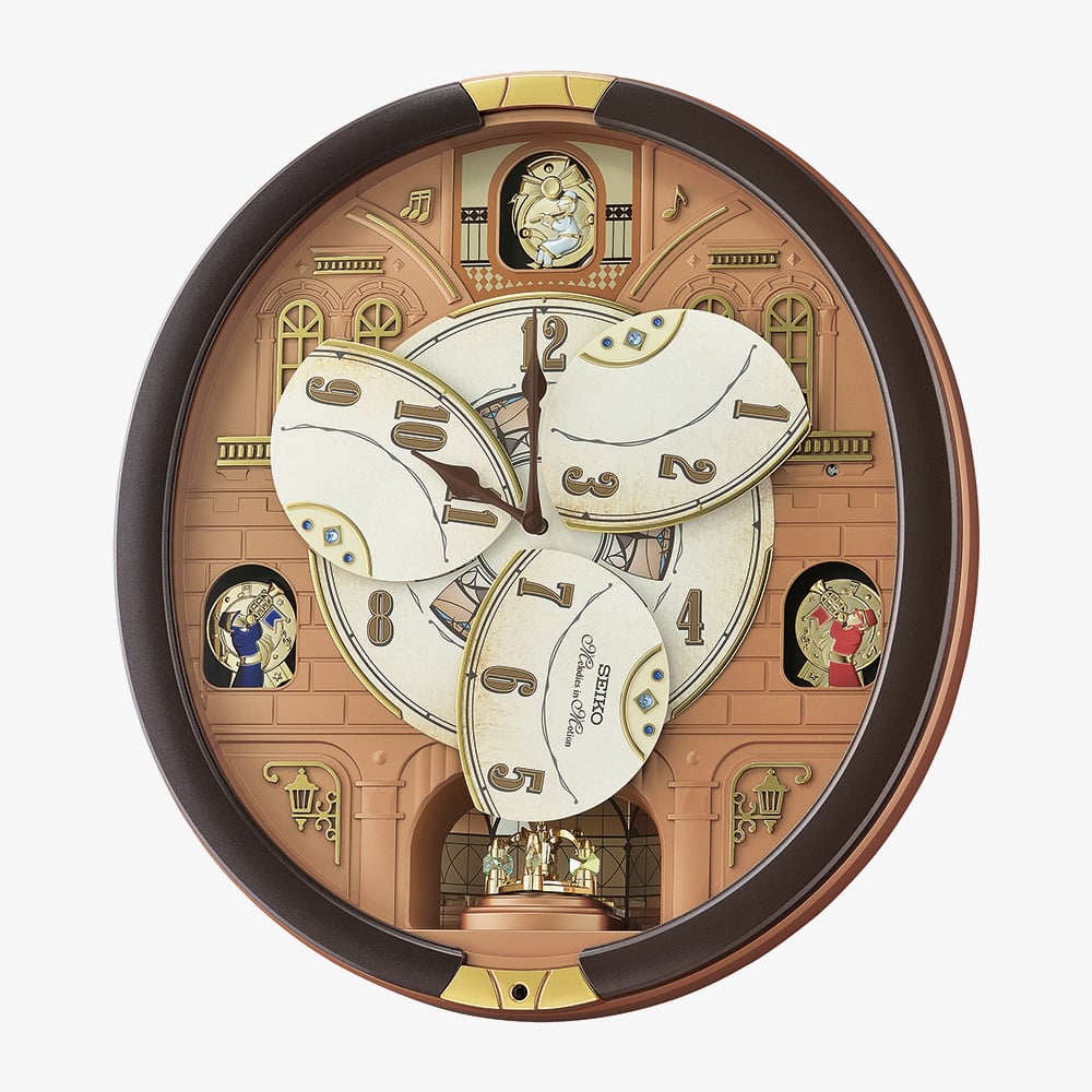 Seiko Melodies In Motion Brown Oval Wall Clock QXM601B