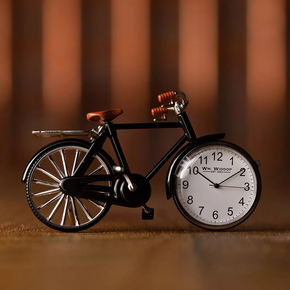 WM Widdop Miniature Pedal Bike Mantel Clock 9604