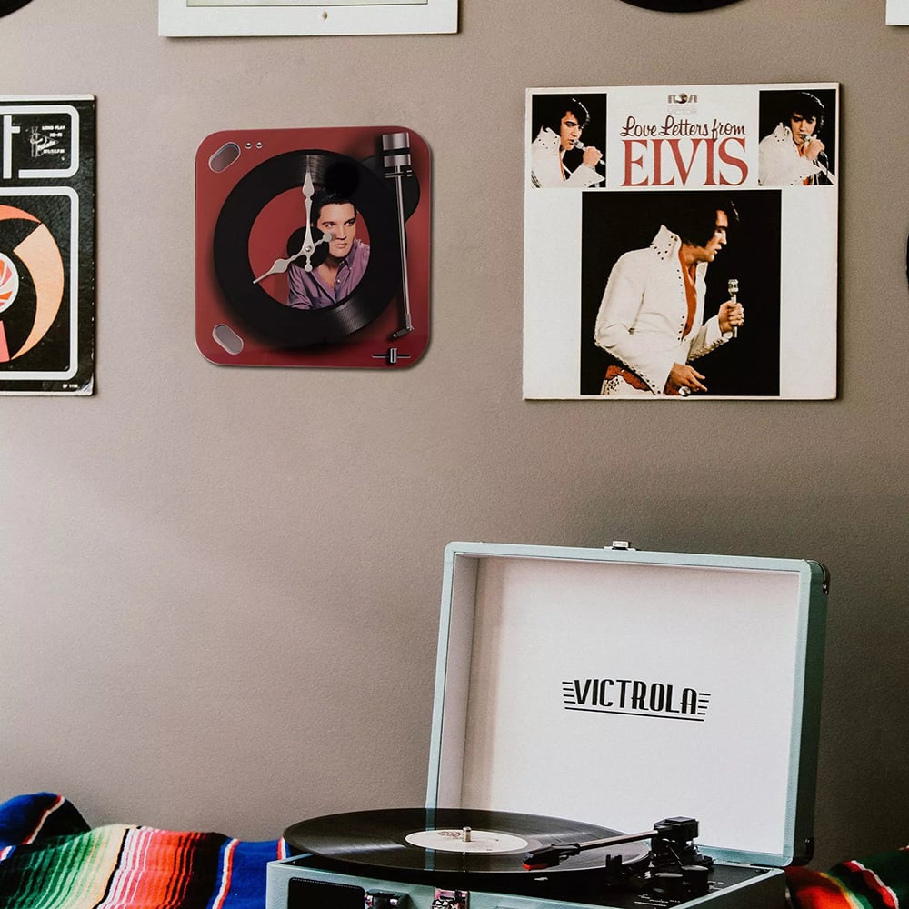Hometime Record Player Glass Wall Clock W7968