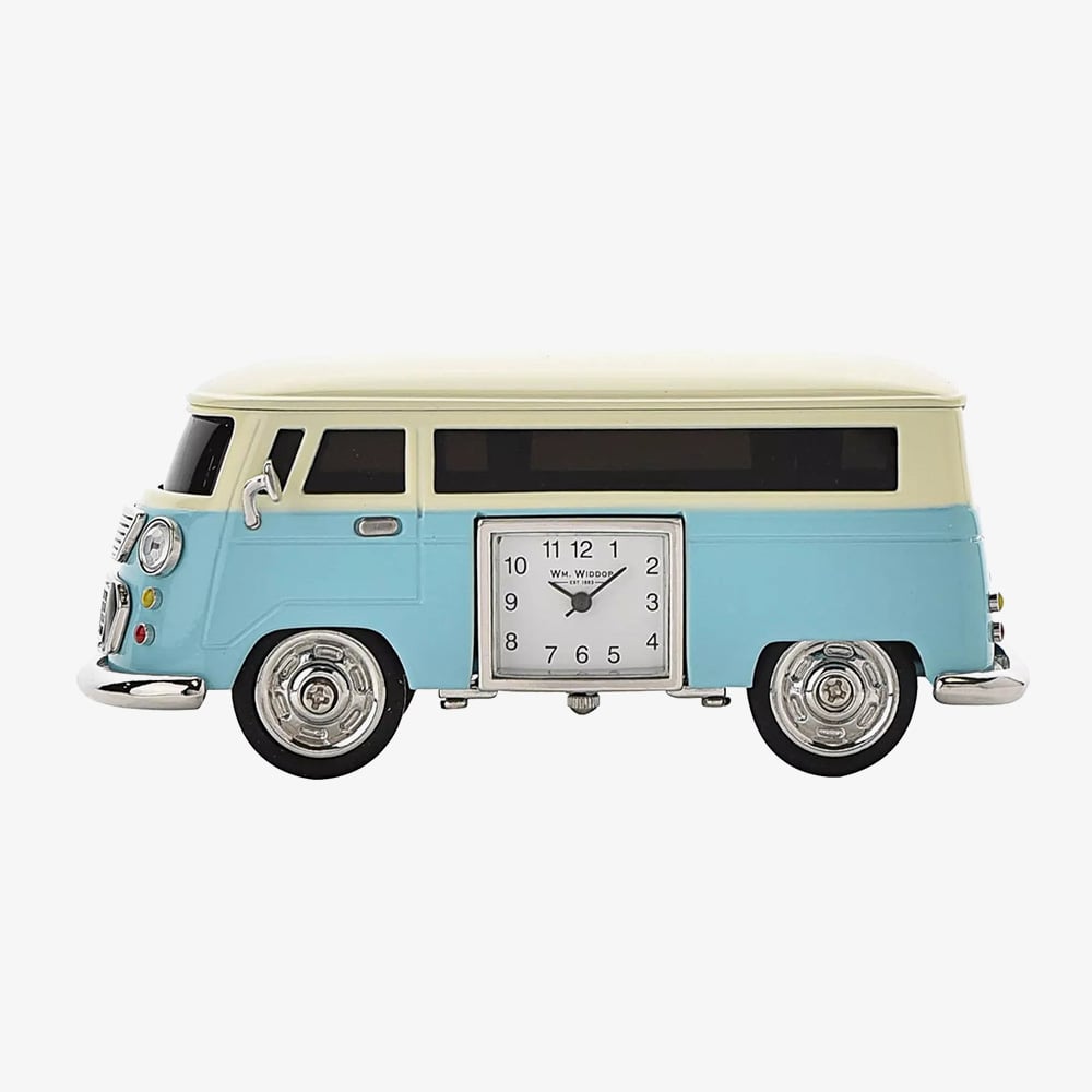 WM Widdop Miniature Blue Campervan Clock 9710BL