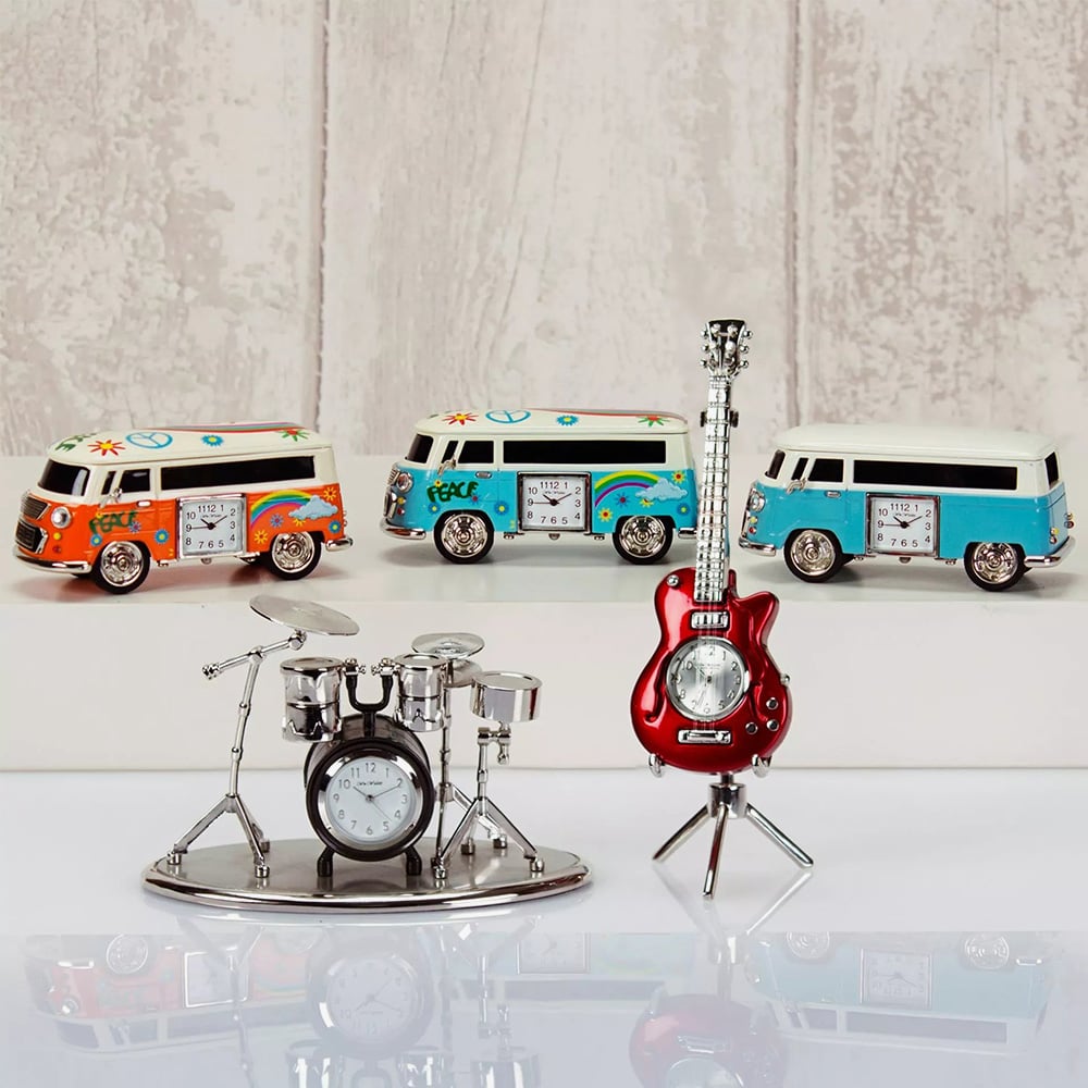 WM Widdop Miniature Blue Campervan Clock 9710BL