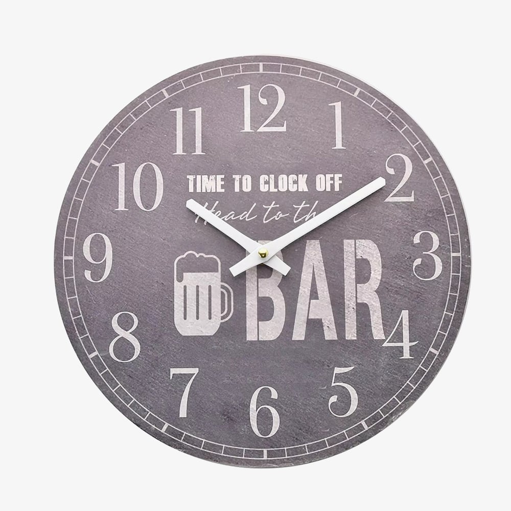 Hometime Time To Clock Off Head To The Bar Wall Clock W802203 (Assorted 1)