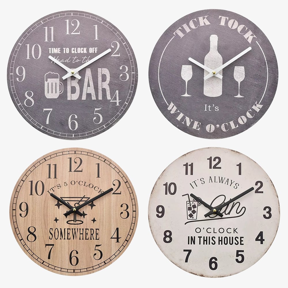 Hometime Its 5 Oclock Somewhere Wall Clock W802203 (Assorted 3)