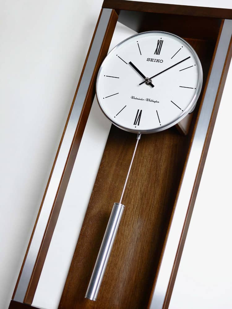 Seiko Clocks Dual Chime Pendulum Brown Wall Clock QXH068B