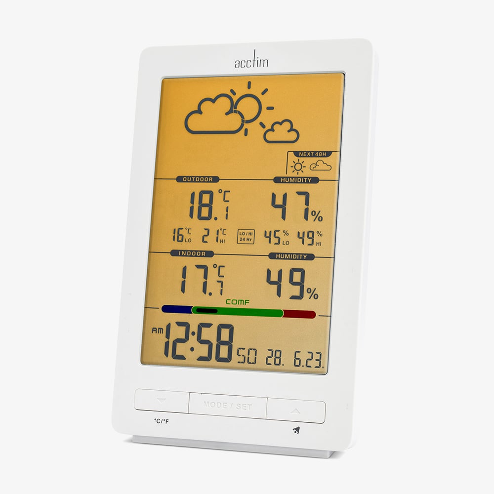 Acctim Skyler White Digital Barometer Clock 16162