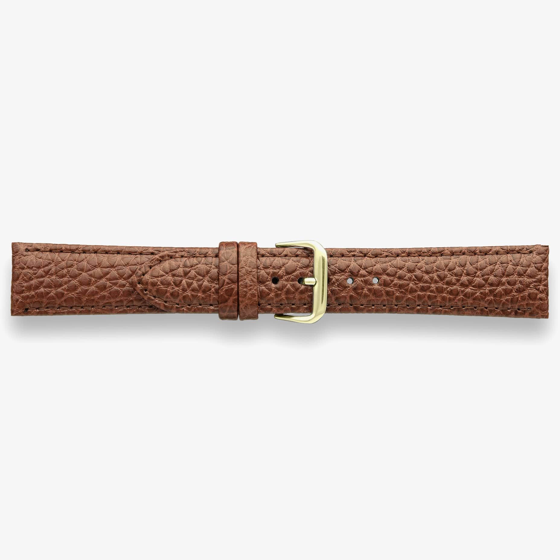 Darlena Harrow Grained Brown Leather Gold Buckle Watch Strap LS1003 BRN 10MM (2) (Y)