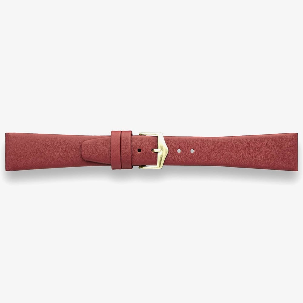 Darlena Henley Burgundy Gold Buckle Leather Watch Strap LS1301 PLUM 12MM (5) (Y)