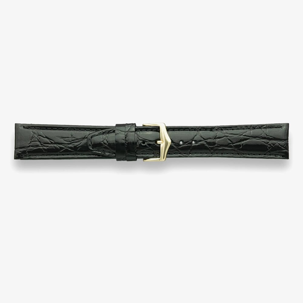 Darlena Tewkesbury Black Crocodile Leather Watch Strap LS1355 BLK 20MM (1) (Y)