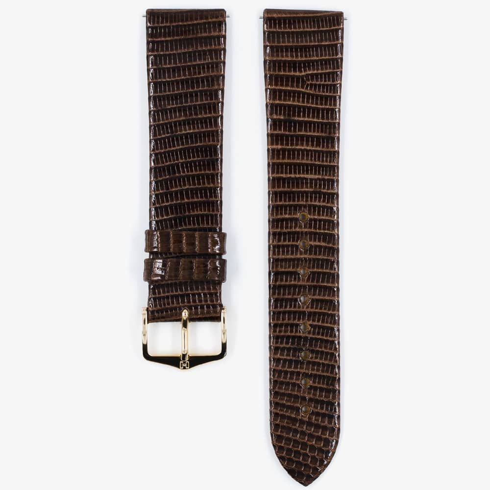 HIRSCH Lizard Medium Brown Leather Watch Strap 01766110-1