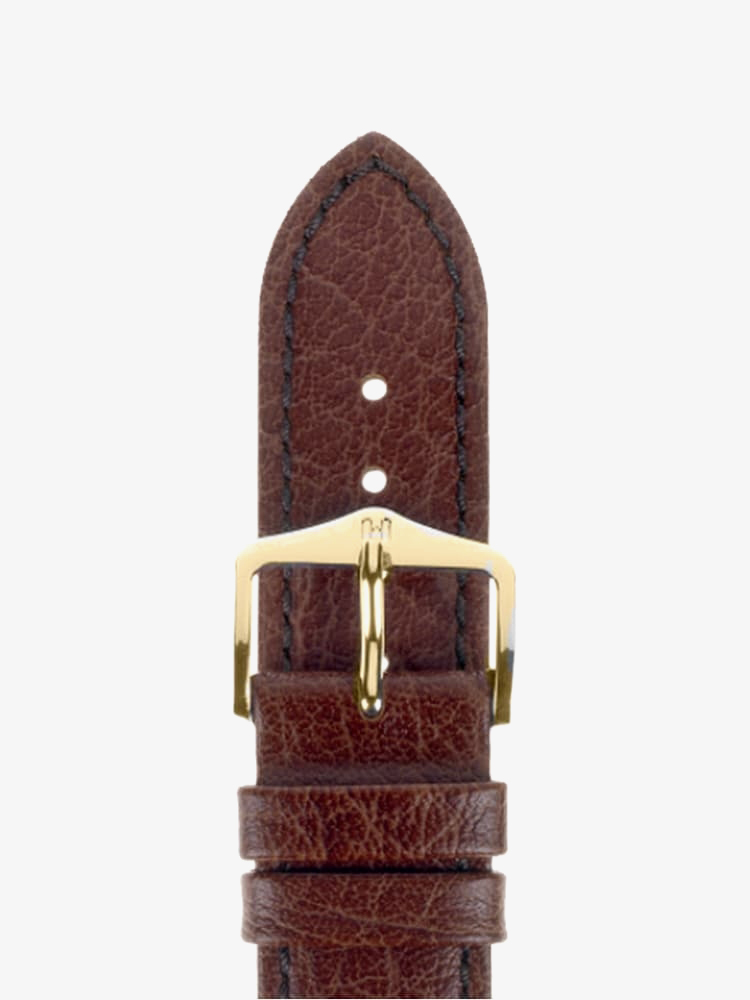 HIRSCH Highland 12mm Medium Brown Leather Watch Strap 04302110-1-