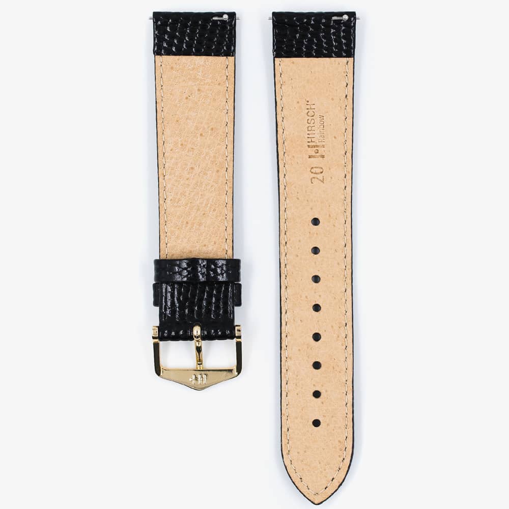 HIRSCH Rainbow Medium Black Leather Watch Strap 12302650-1