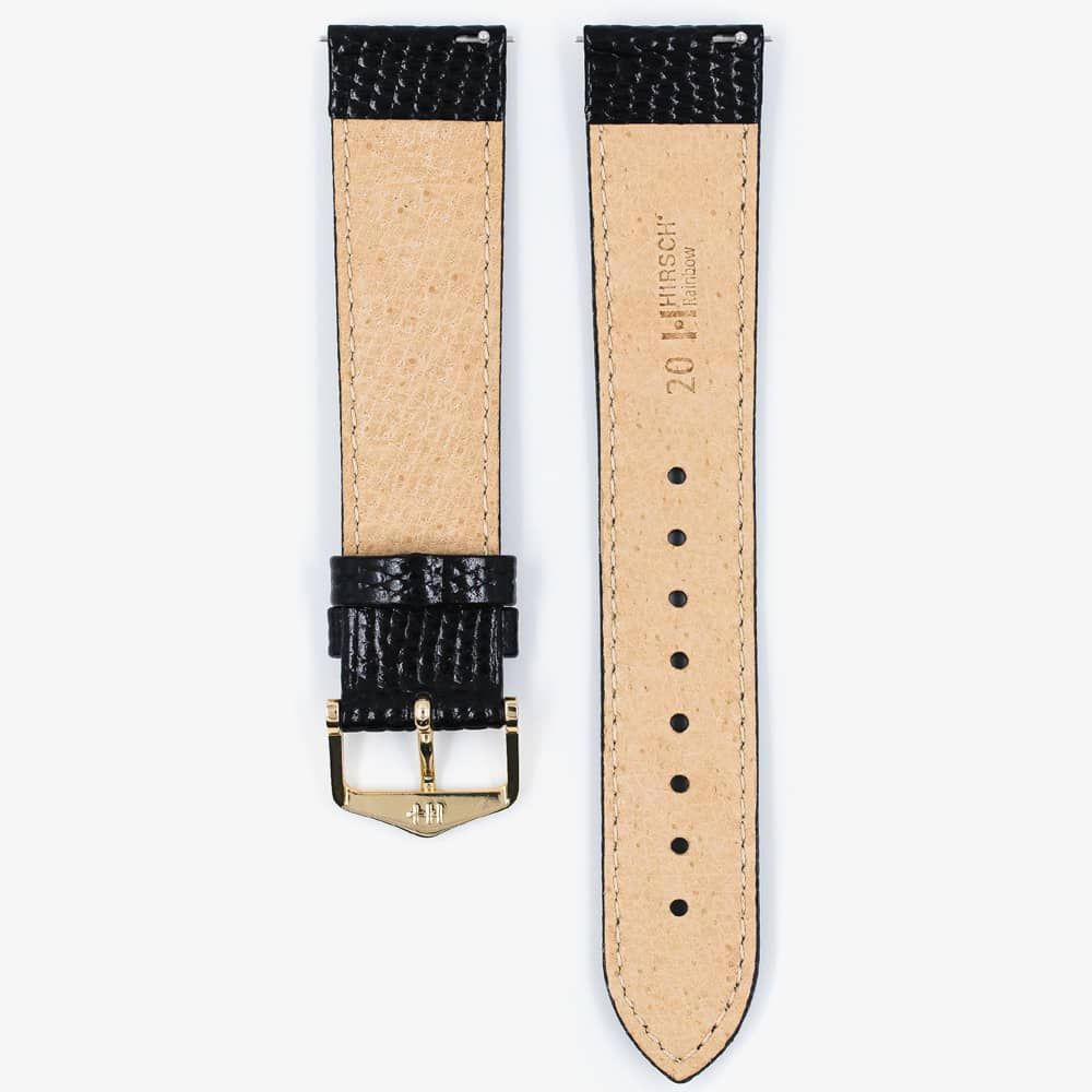 HIRSCH Rainbow Long Black Leather Watch Strap 12322650-1