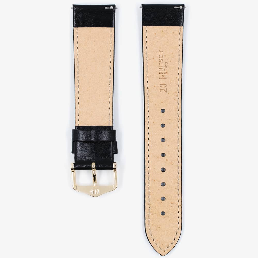 HIRSCH Osiris Medium Black Leather Watch Strap 03475150-1