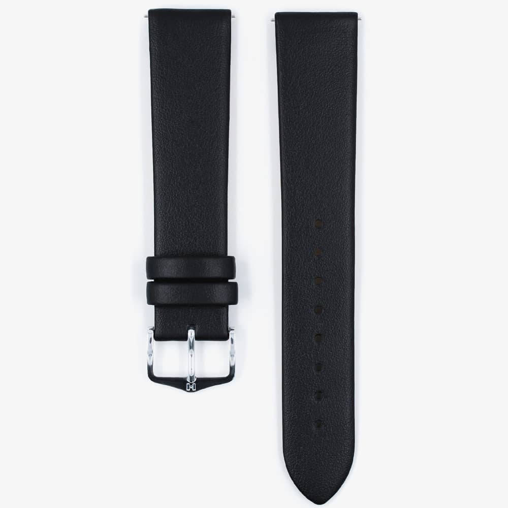 HIRSCH TORONTO Medium Fine-Grained Black Leather Watch Strap 037 02 1 50-1