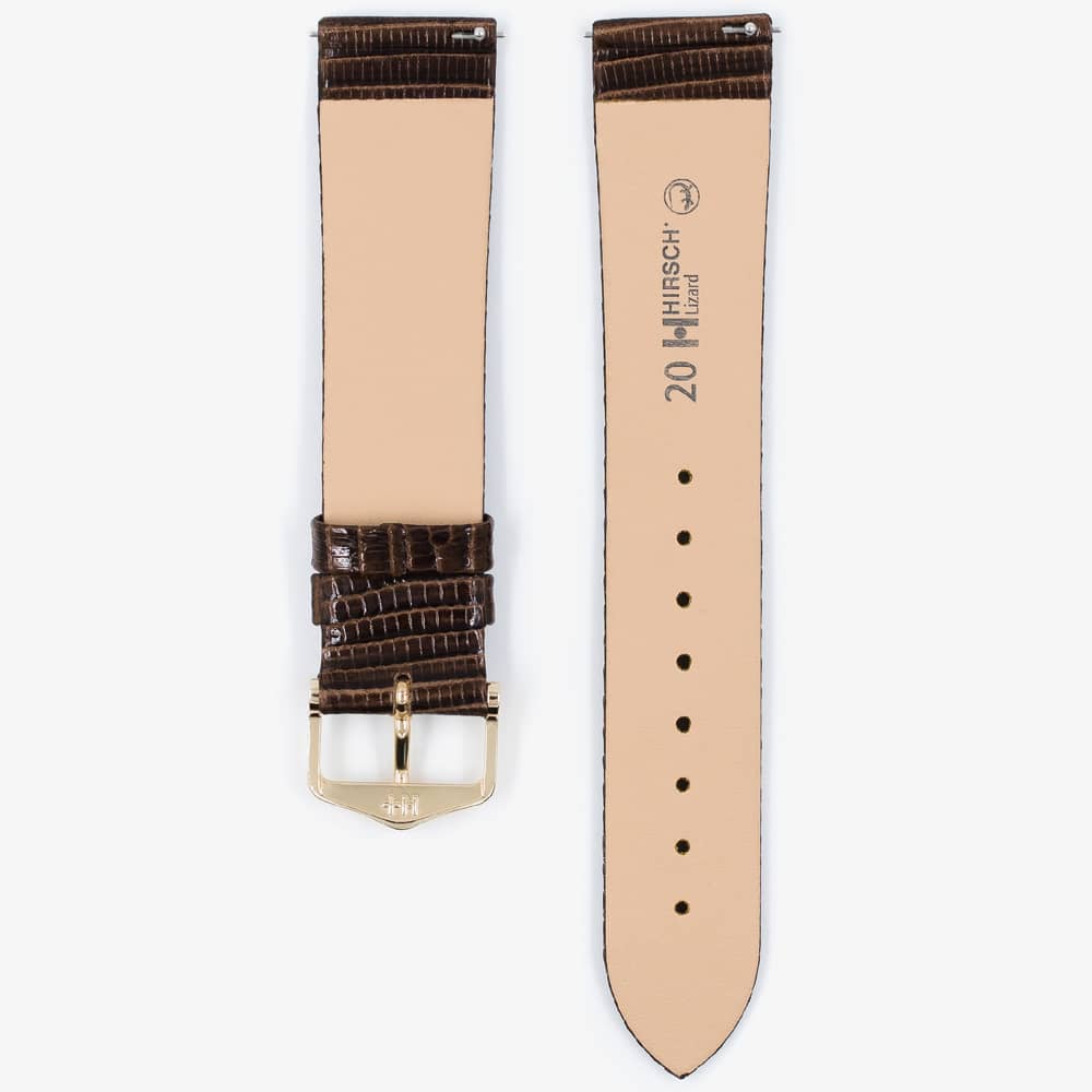 HIRSCH Lizard Long Brown Leather Watch Strap 01766010-1