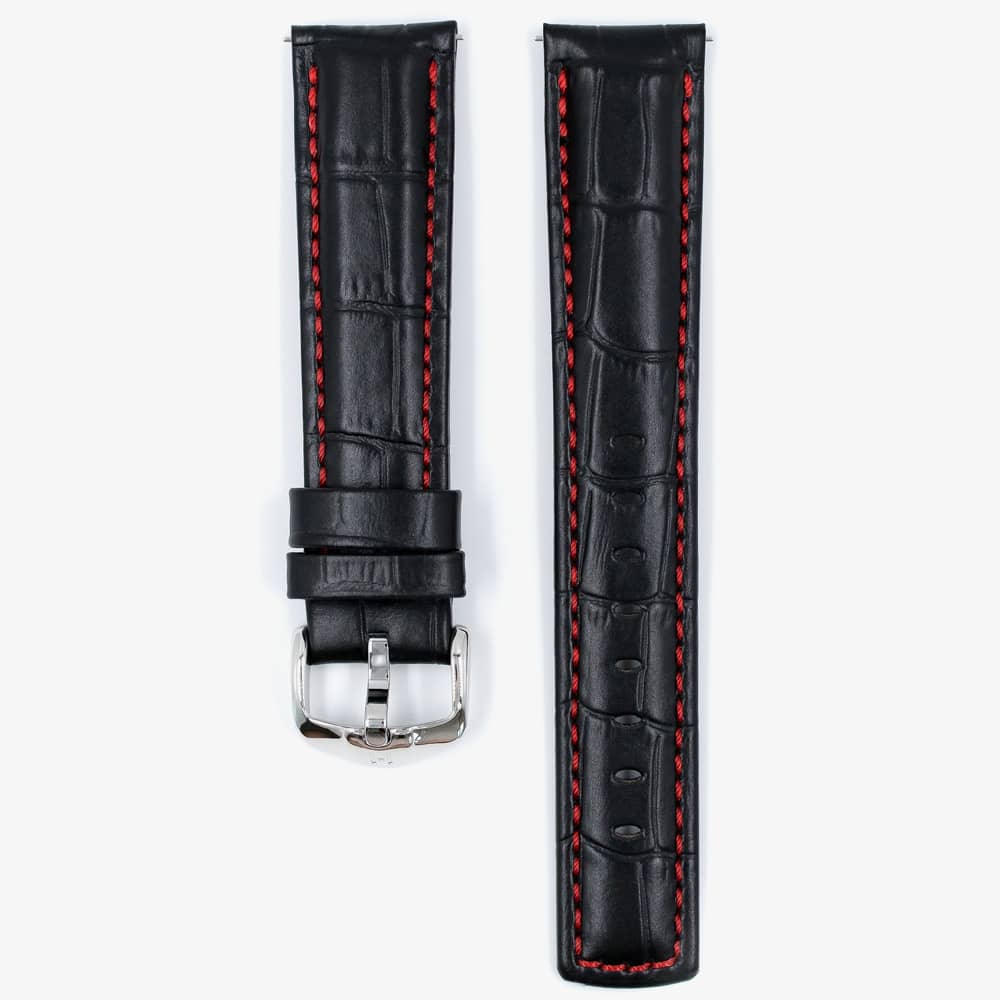 HIRSCH Grand Duke Long Black Leather Watch Strap 02528050-2