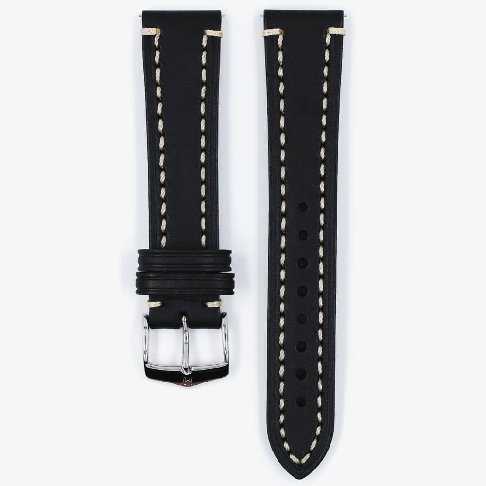 HIRSCH Liberty Long Black Leather Watch Strap 10900250-2