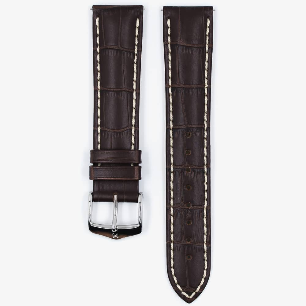 HIRSCH Modena Long Brown Leather Watch Strap 10302810-2
