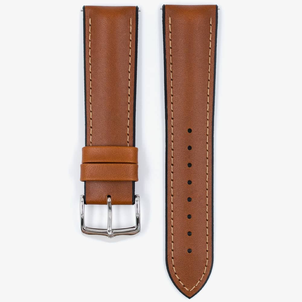 HIRSCH James Long Golden Brown Leather and Rubber Watch Strap 0925002070-2