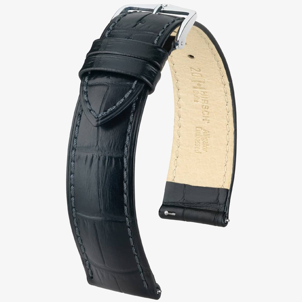 HIRSCH Duke 24mm Long Black Leather Watch Strap 01028050-2-24