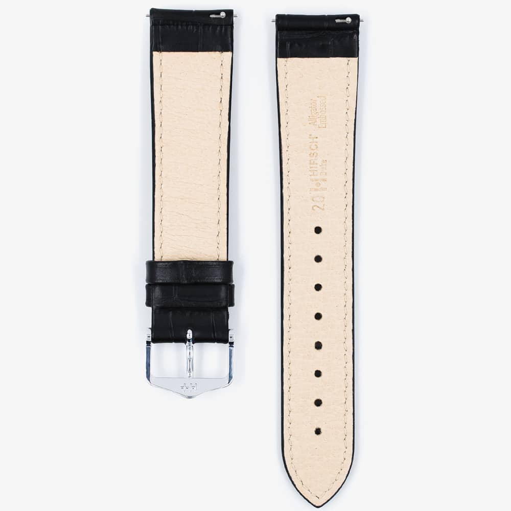 HIRSCH Duke Long Black Leather Watch Strap 01028050-2