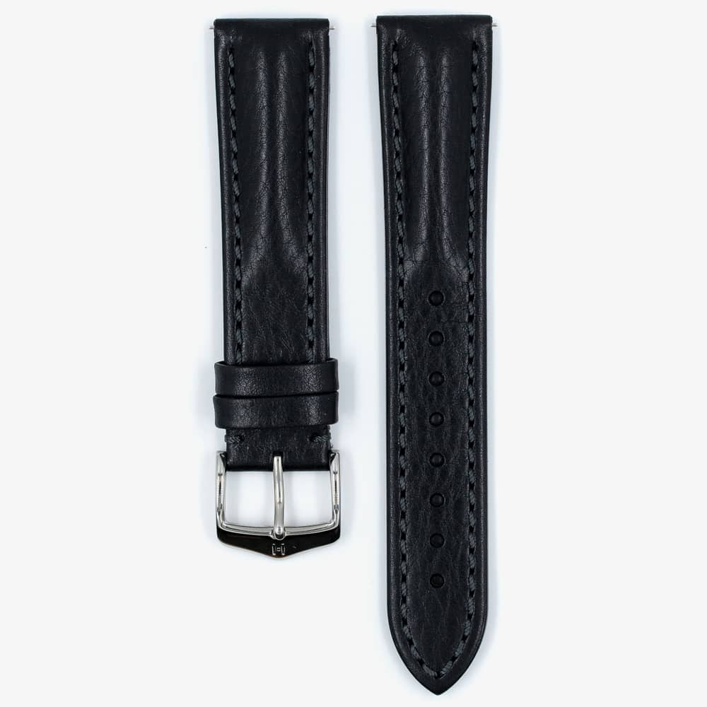 HIRSCH LUCCA Long Tuscan Black Leather Watch Strap 049 02 0 50-2