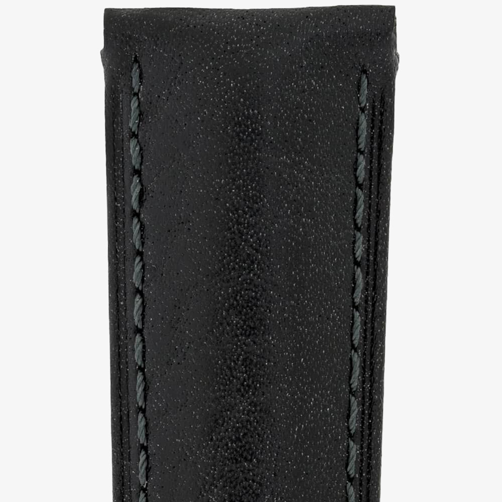 HIRSCH CAMELGRAIN Long No Alllergy Black Leather Watch Strap 010 09 0 50-2