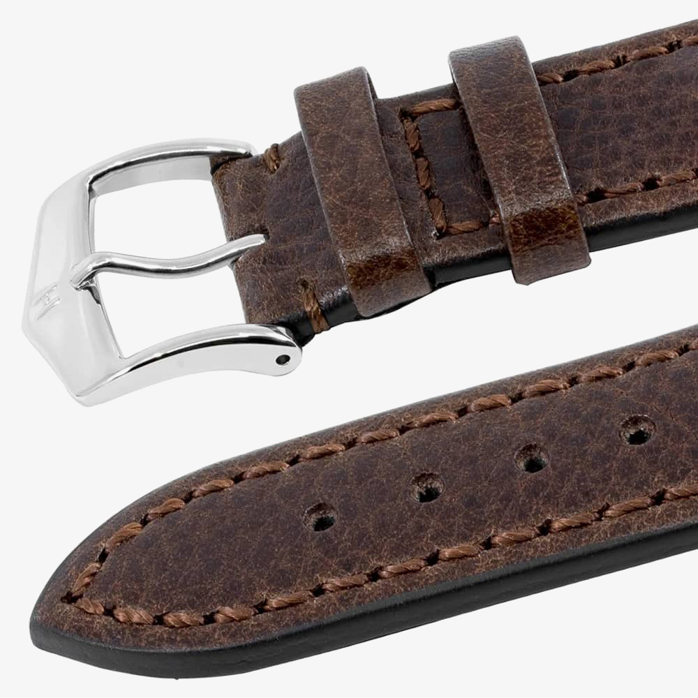 HIRSCH LUCCA Long Tuscan Brown Leather Watch Strap 049 02 0 10-2