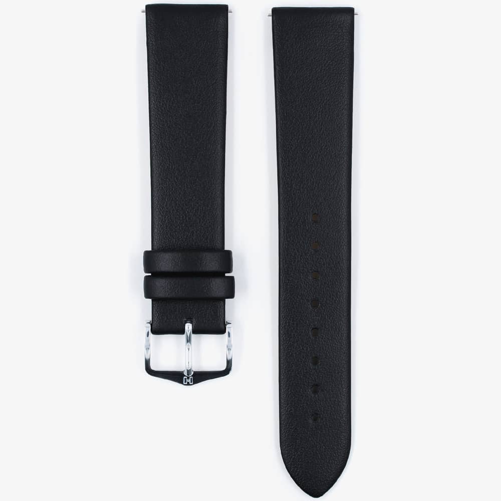HIRSCH TORONTO Long Fine-Grained Black Leather Watch Strap 037 02 0 50-2