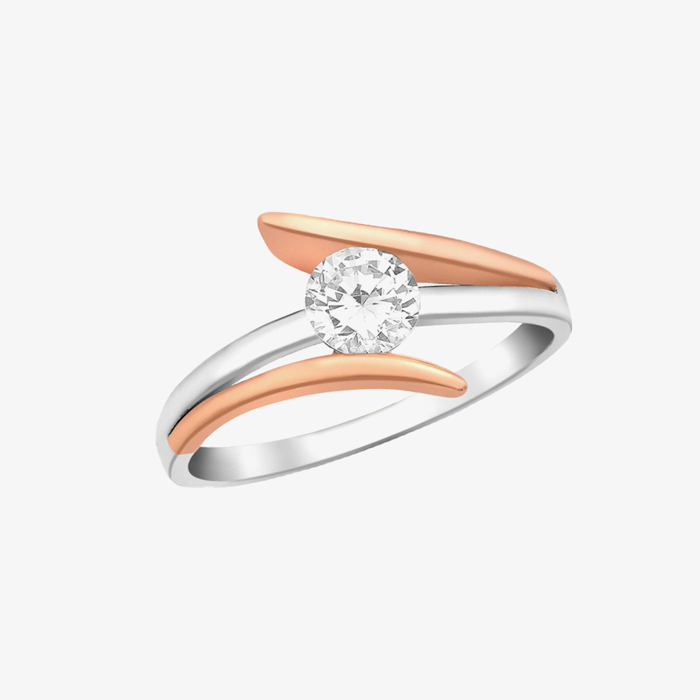 9ct Two-Tone Gold Crystal-Set Crossover Ring 2.84.7421