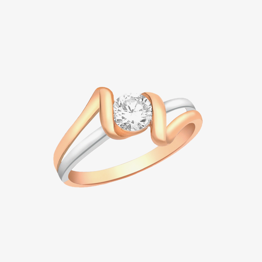 9ct Two-Tone Gold Crystal-Set Swirl Ring 2.84.7431
