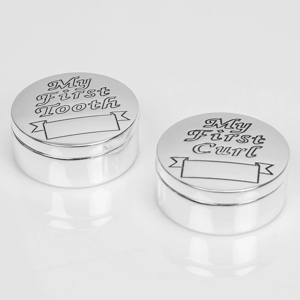 Celebrations Silver Plated First Tooth &amp; First Curl Boxes Gift 6312TC