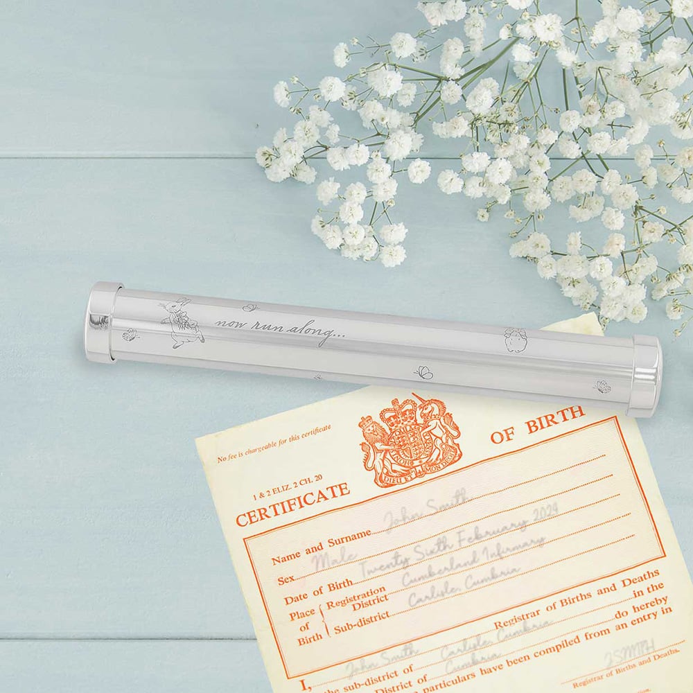 Peter Rabbit Silver Plated Certificate Holder A32332