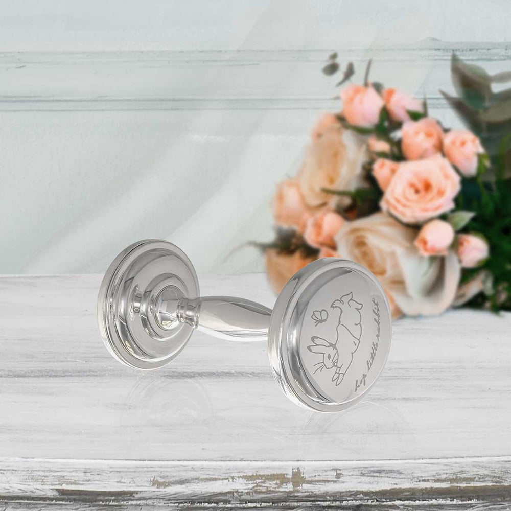 Peter Rabbit Silver Plated Baby Rattle Gift A32350