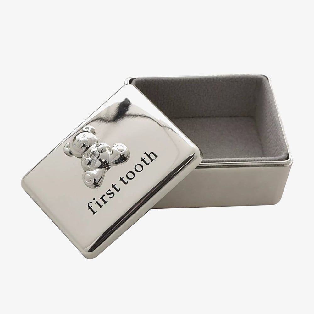 Bambino Silver Plated Teddy Bear 1st Tooth Box Gift CG862