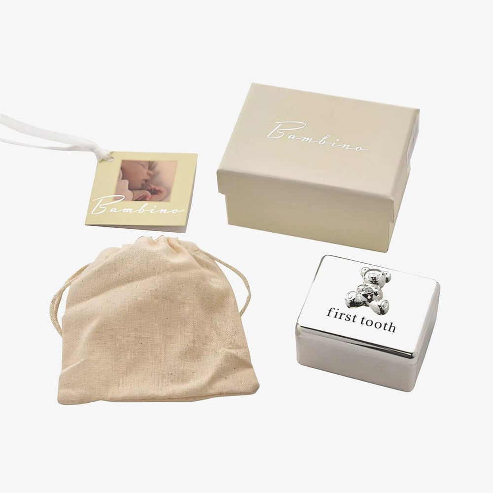 Bambino Silver Plated Teddy Bear 1st Tooth Box Gift CG862