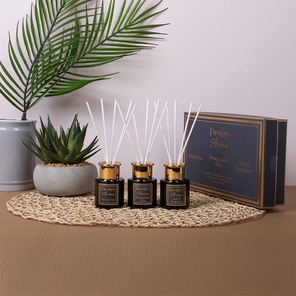 Desire Aroma Black Set Of 3 Diffusers LP76767A