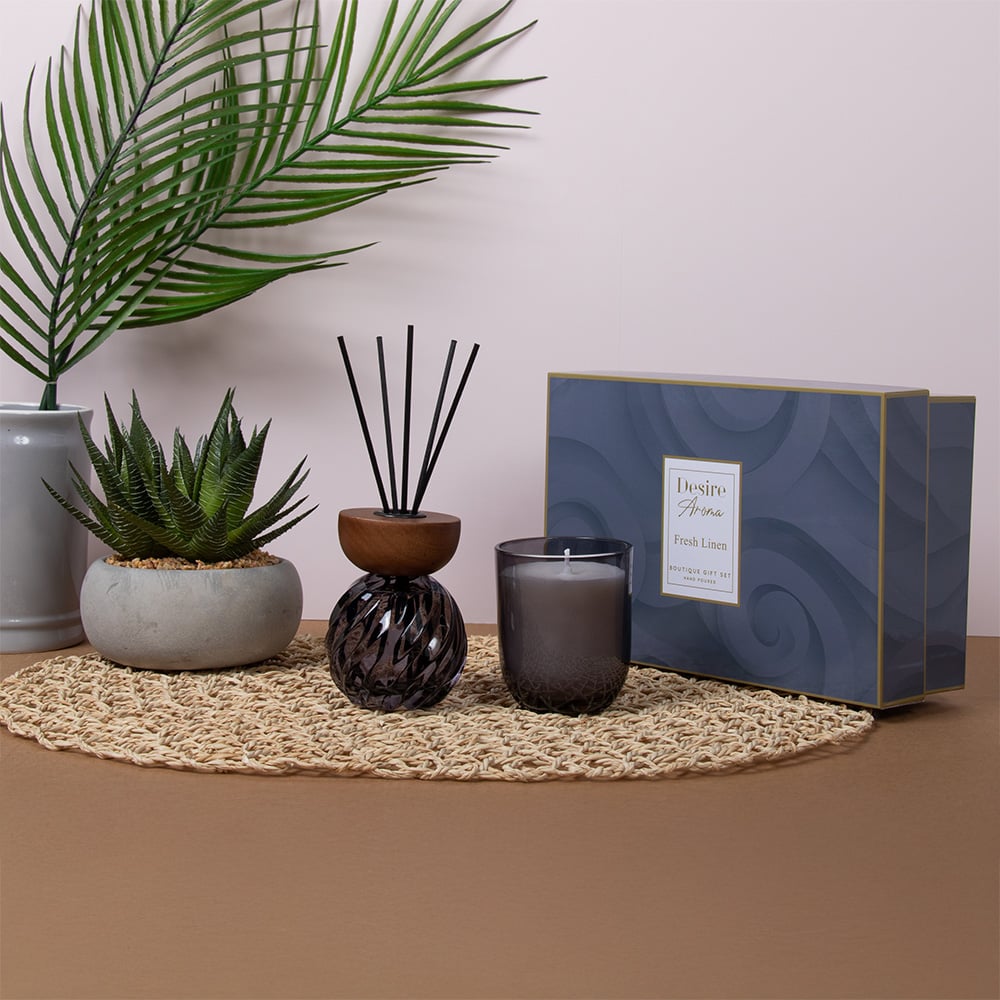 Desire Aroma Fresh Linen Diffuser Candle Set Candle LP76472A