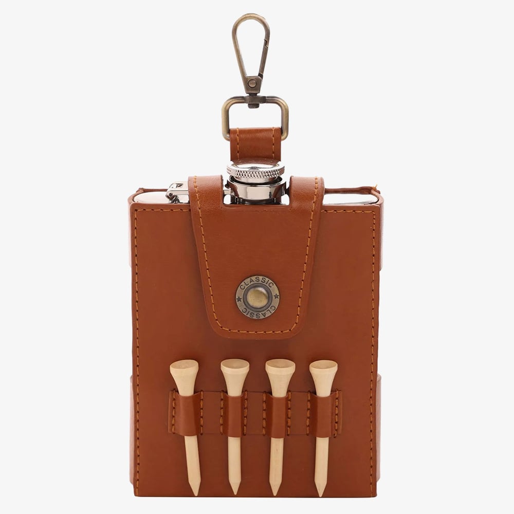 Harvey Makin Golfers Tan Hip Flask Gift Set HM2721