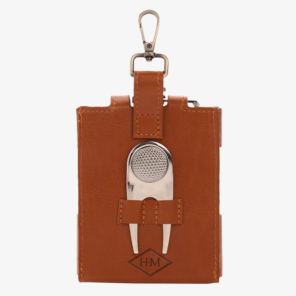 Harvey Makin Golfers Tan Hip Flask Gift Set HM2721