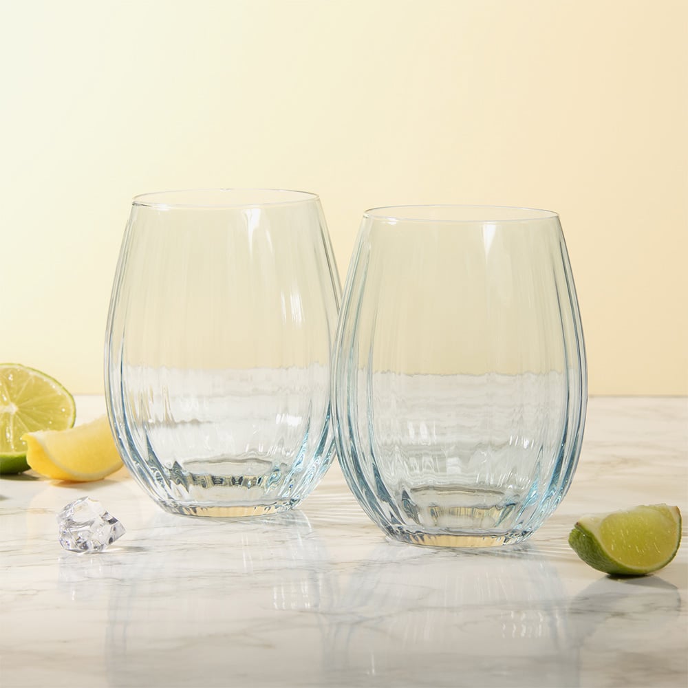 Set Of Two Stemless Glasses Blue LP77865A