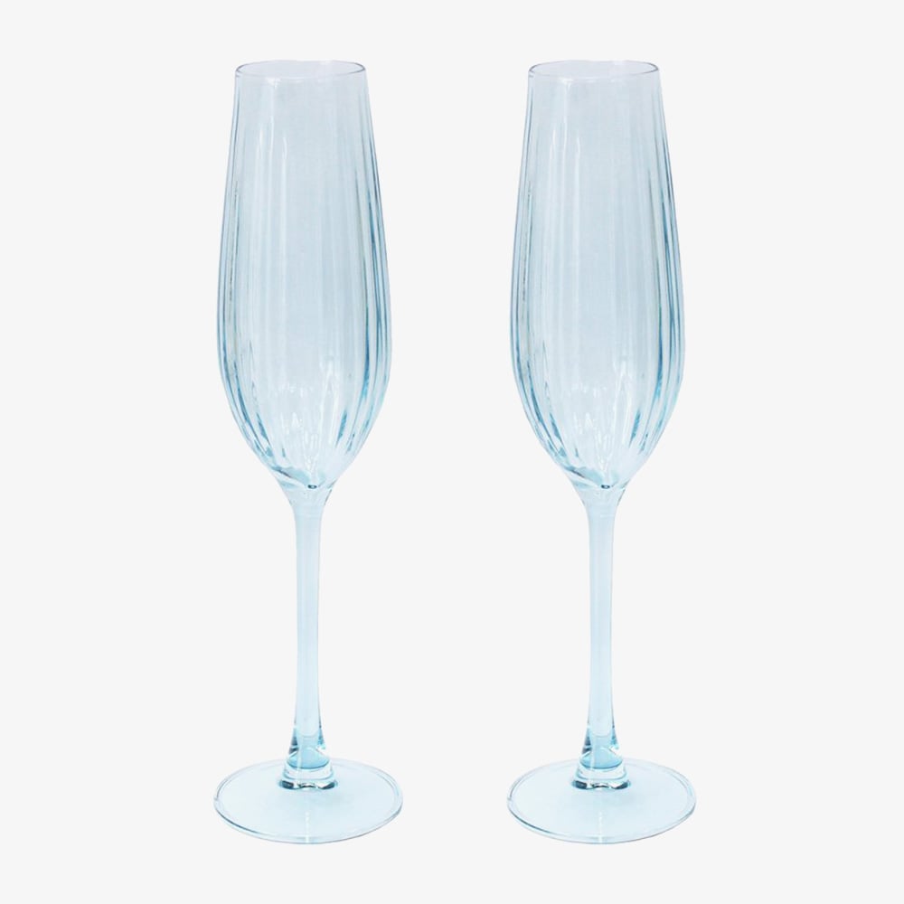 Set Of Two Flute Glasses Blue LP77866A