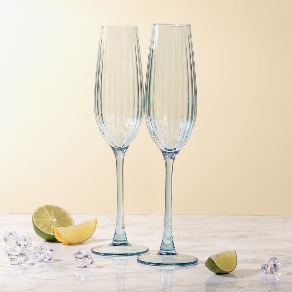 Set Of Two Flute Glasses Blue LP77866A